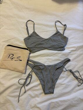 Riot Swim Gray Adjustable Tie-Side Bikini Set
